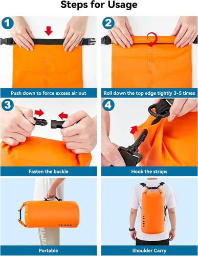Miniatura 4 de HEETA - Bolsa seca impermeable para mujeres y hombres (versión actualizada) 5 L/10 L/20 L/30 L/40 L, bolsa de almacenamiento seca ligera con parte