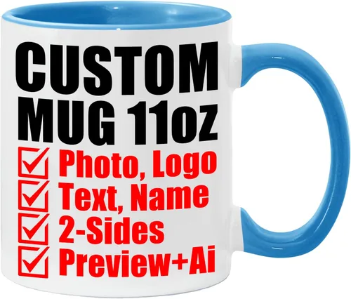 Miniatura 9 de Taza de café personalizada – Tazas personalizadas con texto en imagen, logotipo personalizado con nombre, taza de cerámica – Cumpleaños
