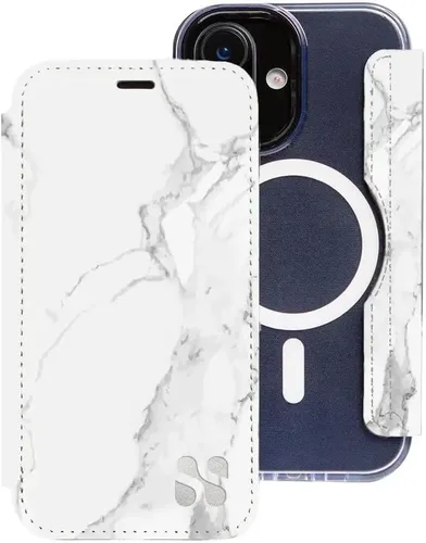 Miniatura 66 de SafeSleeve Funda de piel tipo cartera desmontable para iPhone 14 con bloqueador EMF para teléfono celular con 3 tarjeteros y soporte ajustable