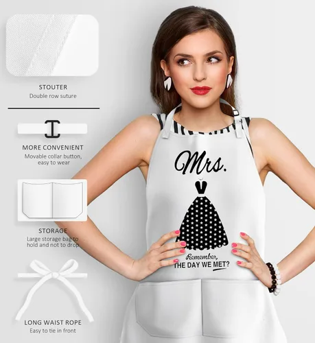 Miniatura 4 de Mr & Mrs - Delantales para pareja, aniversario, despedida de soltera, boda, compromiso, regalos de Navidad para parejas, juego de regalo de cocina