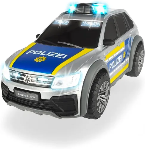 DICKIE TOYS Volkswagen VW Tiguan R-Line – Coche de policía de 9.8 in con efectos de luz y sonido, SUV de policía, coche de juguete, para niños de 3