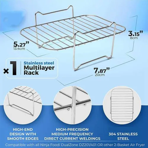 Miniatura 6 de Estante para freidora de aire para freidora de aire de doble cesta, accesorios para freidora de aire compatibles con Ninja Foodi DZ201/401