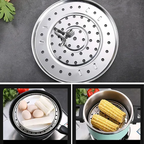 Miniatura 7 de Rejilla para Cocinar al Vapor, Estante para Ollas a Presión y Enlatado de Acero Inoxidable 304, Bandeja Redonda para Cocinar al Vapor con Patas