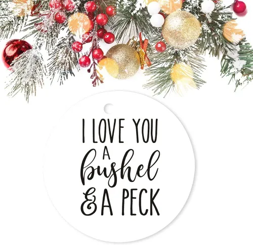 Miniatura 3 de Adorno de Navidad con texto en inglés "I Love You A Bushel & A Peck", adornos conmemorativos personalizados, adornos conmemorativos tradicionales