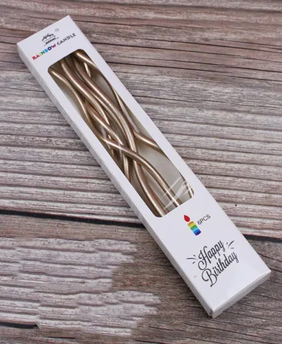 Juego de velas de cumpleaños Twisty, velas metálicas coloridas de bobina rizada, juego de velas largas y finas para boda, suministros para fiestas,