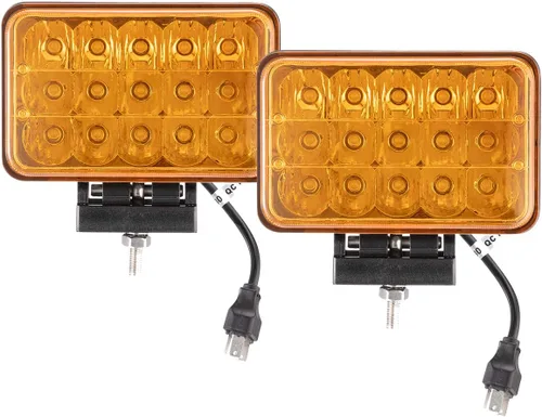 Miniatura 3 de Lightronic Luz antiniebla LED rectangular todoterreno de 4 x 6 pulgadas para Jeep, camión y tractor, ámbar de 3000 K, haz combinado de inundación