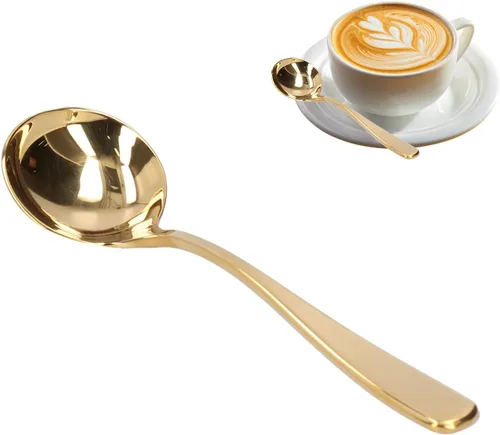 Cuchara profesional de 6.1 in/6.1 pulgadas, taza redonda de acero inoxidable 304, cuchara medidora de espuma de leche, postre para pastel de helado,