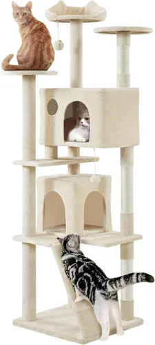 Yaheetech Árbol para gatos XL, torre para gatos de varios niveles de 80 pulgadas con postes para rascar, condominio doble, plataformas encaramadas y
