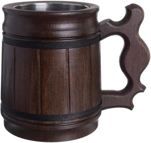 Copa de acero inoxidable, hecho a mano, taza de cerveza, hombres, ecológica, recuerdo retro café Single Classic Brown 10 OZ