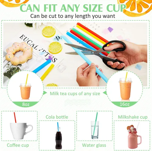 Miniatura 4 de Tessco for you 600 piezas de 25 cm de pajitas jumbo para batidos a granel de 10 mm de plástico desechable con burbujas de té de boca ancha envueltas