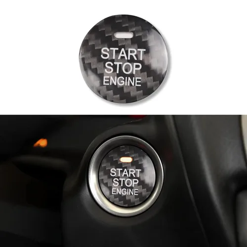 Miniatura 6 de QianBao Compatible con cubierta de botón de arranque y parada, de fibra de carbono, sin llave, para Mazda 3, 6, CX-5, MX-5, color rojo