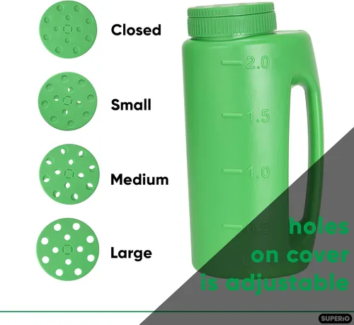 Miniatura 2 de Superio Esparcidor de semillas para césped, agitador manual de 2L, dispensador para semillas, derretimiento de nieve y hielo, sal, repelentes