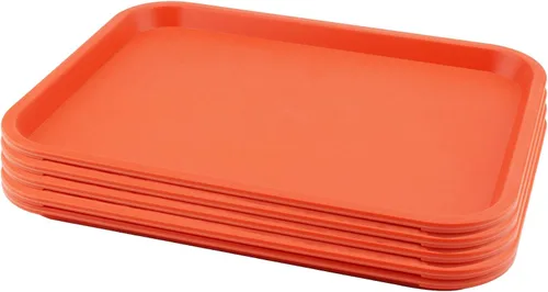 Miniatura 29 de Paquete de 5 bandejas azules de comida rápida de 13.8 x 10.6 pulgadas, bandejas rectangulares grandes para servir restaurante, bandejas de plástico