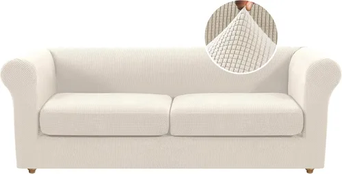Miniatura 48 de Funda para silla Chesterfield de 2 piezas para sofá de 1 cojín, fundas para silla de brazo alto, 1 asiento, alta elasticidad, lavable, protector