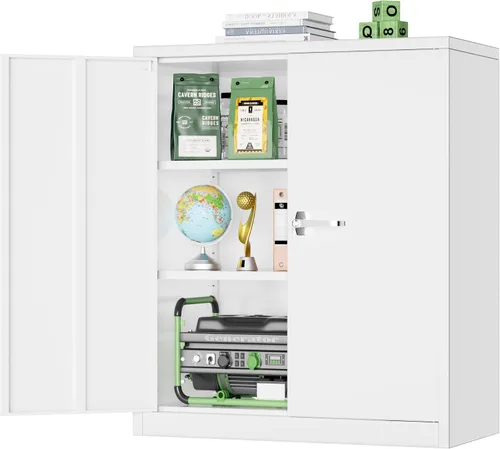 Miniatura 20 de Greenvelly Armario de almacenamiento de metal con puertas y estantes, armario de almacenamiento con cerradura de 36 pulgadas para oficina, gabinete