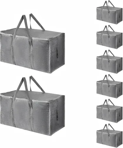 Miniatura 39 de Paquete de 4 bolsas de mudanza extra grandes y resistentes, bolsas de almacenamiento impermeables con asas y cremalleras, plegables para dormitorio