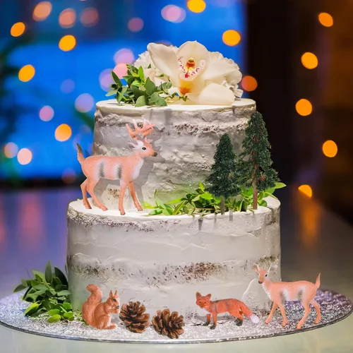 Miniatura 7 de Sratte Juego de 26 figuras de animales del bosque, juguetes de caza, juguetes de caza, suministros de diorama para regalo de regreso a clases