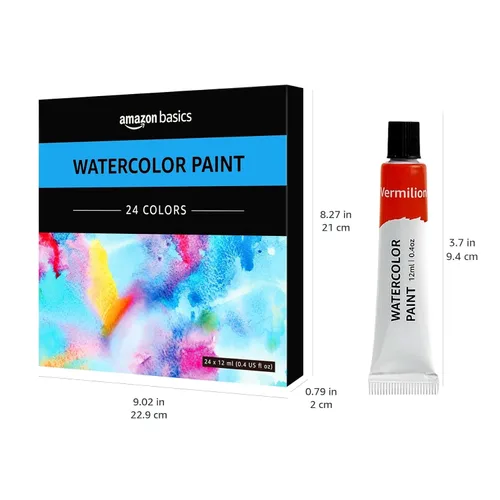 Miniatura 10 de Amazon Basics Juego de tubos de pintura acuarela vibrante, 24 colores, colores surtidos