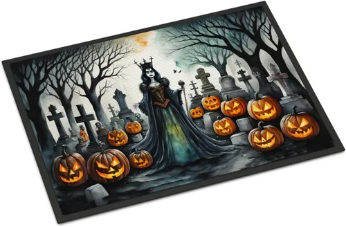 Miniatura 61 de Caroline's Treasures DAC2223MAT - Felpudo espeluznante de Halloween con gato negro de 18 x 27 pulgadas, tapete para puerta delantera