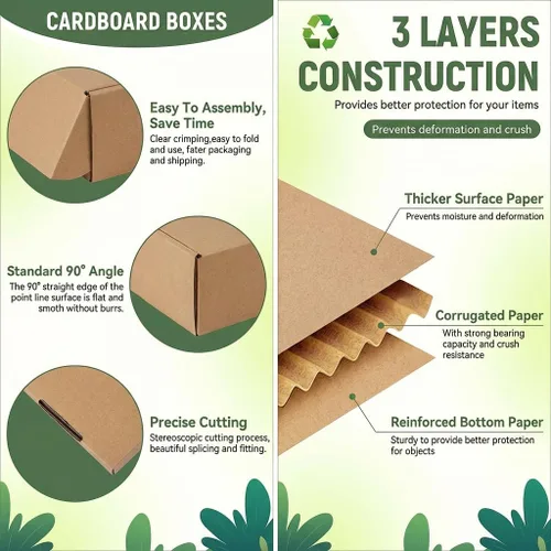 Miniatura 2 de Juego de 20 cajas de envío de 13x10x2 pulgadas, caja de cartón corrugado marrón para embalaje, envío postal, negocios