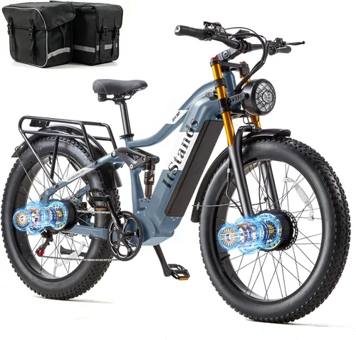 Miniatura 17 de 2026 AWD Electric Bike for Adults Dual Motor 5000W/3000W/1500W Peak 40MPH/32MPH Fast Ebike, Up to 70 /90 /160 Miles Long Range, 26" Full Suspension