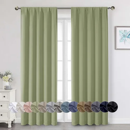 Miniatura 86 de Cortinas opacas para dormitorio, sala de estar, juego de 2 paneles de 54 pulgadas de largo, cortinas de oscurecimiento de habitación con aislamiento
