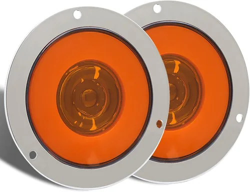 Miniatura 8 de Kit de 2 luces LED redondas amarillas traseras para remolque, 24 luces LED de freno y giro de marcha atrás para camión RV (24 LED, amarillo)