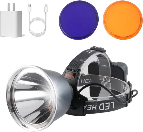 Miniatura 9 de Linterna frontal recargable LED superbrillante, 6 modos de luz ajustables, impermeable, función de corriente constante, ligera, perfecta
