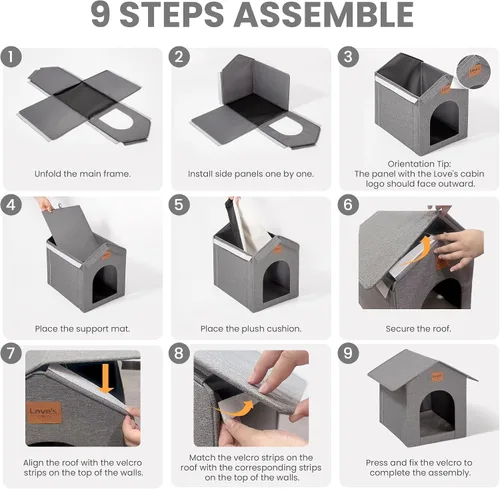 Miniatura 6 de Love's cabin - Casa para gatos al aire libre resistente a la intemperie, aislada, para invierno, impermeable, para gatos de interior, refugio