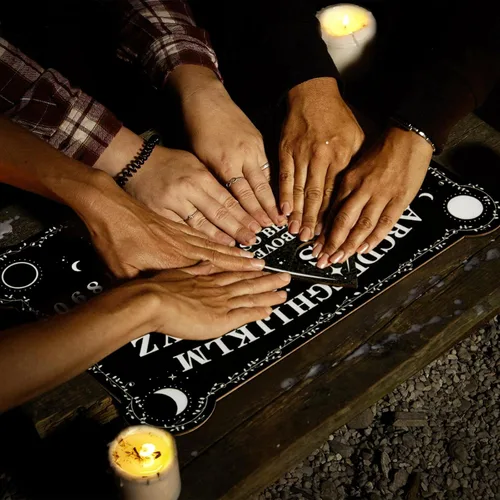 Miniatura 4 de Juego de tablero de adivinación de péndulo de radiestesia, tablero de hablar de madera negra con accesorios de planchette para fiestas de cumpleaños