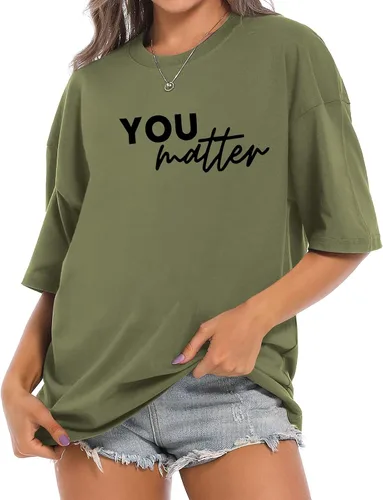 Miniatura 5 de Bobeutou Camiseta con texto en inglés You Matter to The Person Behind Me, You are Amazing Beautiful and Enough Linda camiseta divertida para mujer