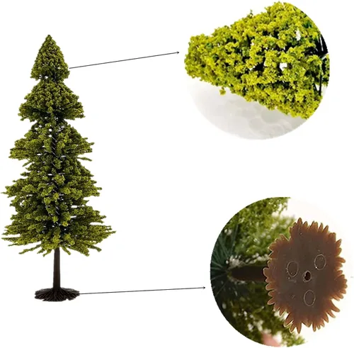 Miniatura 4 de 10 piezas de paisaje verde modelo de paisaje cedro tren paisaje paisaje pino miniatura diorama árboles modelo mixto para la arquitectura