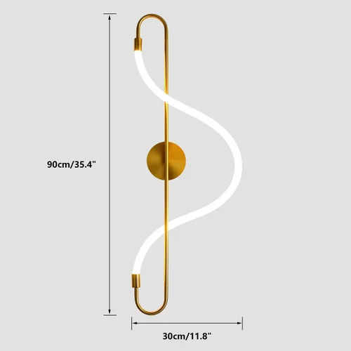 Miniatura 2 de KCO Moderno apliques de pared dorados para interiores, juego de dos apliques de pared largos para pasillo, lámpara de pared de mediados de siglo