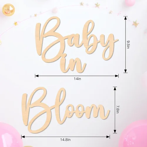 Miniatura 3 de Baby in Bloom - Decoraciones de madera para baby shower, letrero de madera para decoración de pared de bricolaje, telón de fondo de revelación