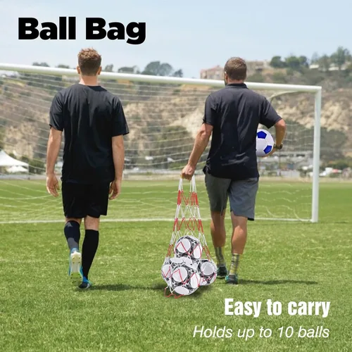 Miniatura 6 de Paquete de 6 pelotas de fútbol clásicas desinfladas tamaño 3/4/5 con bomba y bolsa de malla para interiores y exteriores, césped, entrenamiento