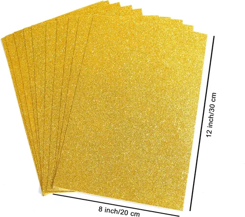 Miniatura 6 de 10 hojas de papel con purpurina para manualidades, cartulina A4, papel autoadhesivo para decoración del Día del Padre, decoración de mesa, Dorado