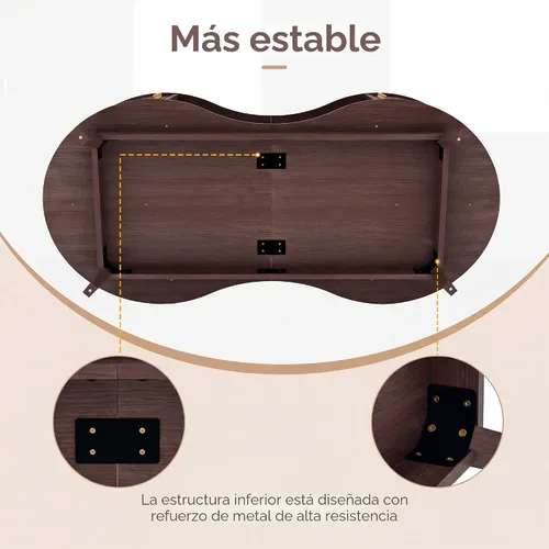 Miniatura 8 de Mesa auxiliar, mesa auxiliar ovalada doble con armario de almacenamiento y puerta corrediza de tambor, estante de almacenamiento abierto de 2 Natural