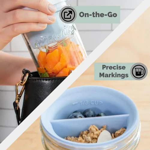 Miniatura 6 de Masontops Snack Stack - Separadores de tarros Mason para frascos de boca ancha, avena durante la noche y recipientes de preparación de comidas