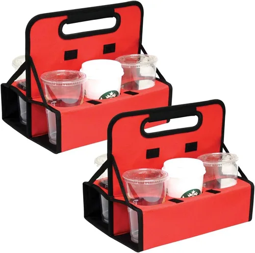 Miniatura 5 de Preferred Nation Portavasos reutilizable (juego de 2), capacidad para 6 tazas o latas de café de soda, marco resistente y base sólida, plegable