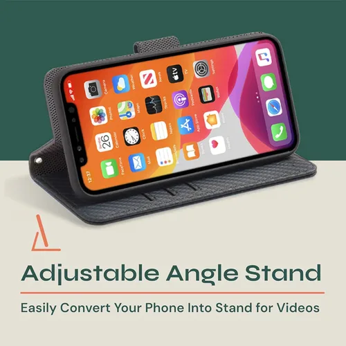 Miniatura 5 de SafeSleeve Funda de piel tipo cartera desmontable para iPhone 14 con bloqueador EMF para teléfono celular con 3 tarjeteros y soporte ajustable