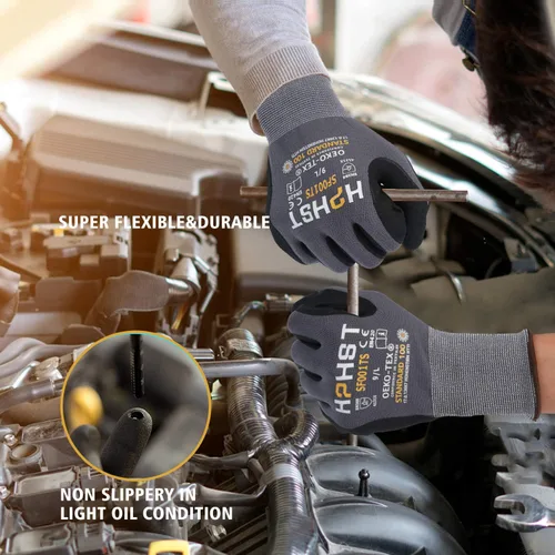 Miniatura 3 de Safety Work Gloves, SF001, Comfort Stretch Fit, Power Grip, Smart Touch, Durable Foam Coated, 3Pairs & 12Pairs Gris 12 Pares