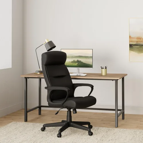 Miniatura 2 de STAPLES Rutherford Silla ergonómica de oficina ejecutiva y gerente, respaldo alto, altura ajustable, piel sintética Luxura, color negro