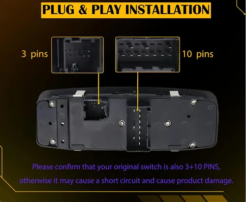 Miniatura 3 de Interruptor maestro de ventana eléctrica para Ram 1500, Ram 2500, Ram 3500 de 2009 2010 2011 2012. 3 PINS + 10 PINS, OE# 4602863AD, 4602863AC
