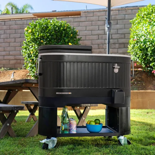 Miniatura 2 de Permasteel Enfriador de patio rodante: gran hielera para exteriores con ruedas, enfriador de bebidas para patio trasero, barbacoa, portón trasero