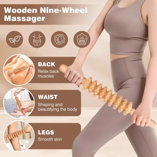 Miniatura 6 de JUANWAN Herramientas de masaje de terapia de madera 12 en 1, masajeador de drenaje linfático, masaje de madera, herramientas de escultura corporal