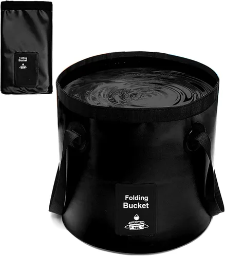 Cubo plegable con asa, contenedor de agua plegable ligero, cubo plegable portátil para pesca, camping, senderismo, mochileros, supervivencia al aire