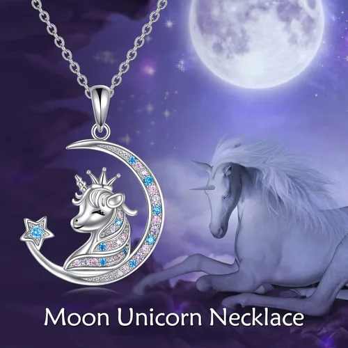 Miniatura 6 de Collar de plata de ley para niñas, diseño de unicornio, dinosaurio, flamenco, regalo de joyería para mujeres, adolescentes y niñas