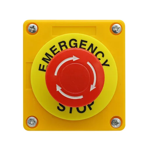 Miniatura 6 de Estación de botón, 660 V 10 A, 2 posiciones, 1NO 1NC, interruptor de botón de parada de emergencia momentánea, 1.575 in, tapa de hongo rojo, 2