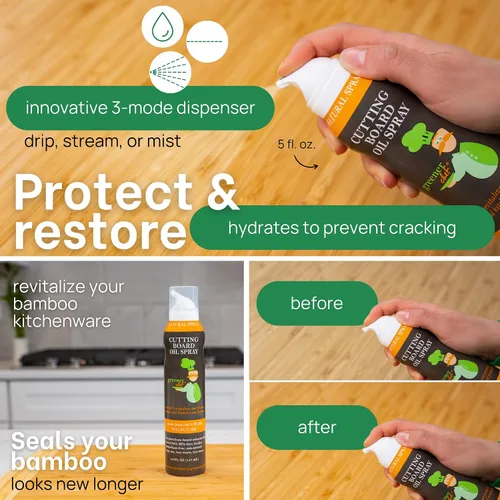 Miniatura 4 de GREENER CHEF Tabla de cortar de madera italiana de calidad alimentaria de alta calidad, aceite en aerosol y bloque de carnicero, 100% aceite de nuez