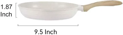 Miniatura 3 de JEETEE Sartén antiadherente de 9.5 pulgadas con revestimiento de piedra, utensilio de cocina antiadherente, sartén para tortilla con mango Beige